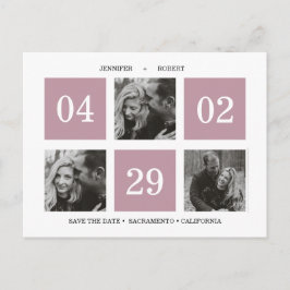 rasterfotocollage | Mauve | Save the date Aankondigingskaart