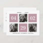 rasterfotocollage | Mauve | Save the date Aankondigingskaart (Voorkant / Achterkant)