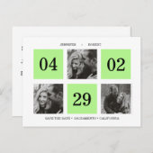 Rasterfotocollage | Neon Green | DE DATUM OPSLAAN Aankondigingskaart (Voorkant / Achterkant)