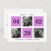 Rasterfotocollage | Neon Paars | BEWAREN VAN DE DA Aankondigingskaart (Voorkant / Achterkant)