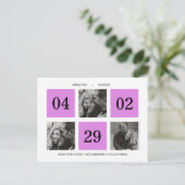 Rasterfotocollage | Neon Paars | BEWAREN VAN DE DA Aankondigingskaart (Staand voorkant)