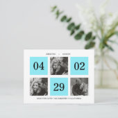 Rasterfotocollage | neonblauw | DE DATUM OPSLAAN Aankondigingskaart (Staand voorkant)