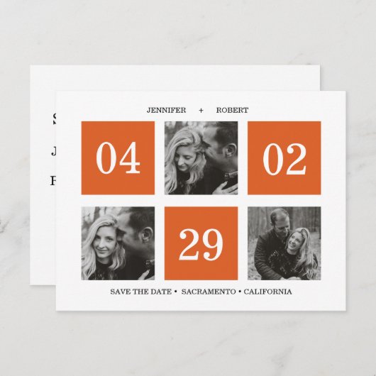 rasterfotocollage | Orange | Save the date Aankondigingskaart (Voorkant / Achterkant)
