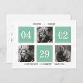 Rasterfotocollage | Smaragd | DE DATUM OPSLAAN Aankondigingskaart (Voorkant / Achterkant)