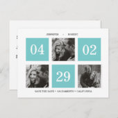 Rasterfotocollage | Turquoise | BEWAREN VAN DE DAT Aankondigingskaart (Voorkant / Achterkant)