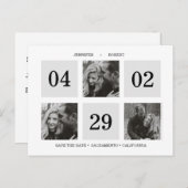 Rasterfotocollage | Zilvergrijs | BEWAREN VAN DE D Aankondigingskaart (Voorkant / Achterkant)