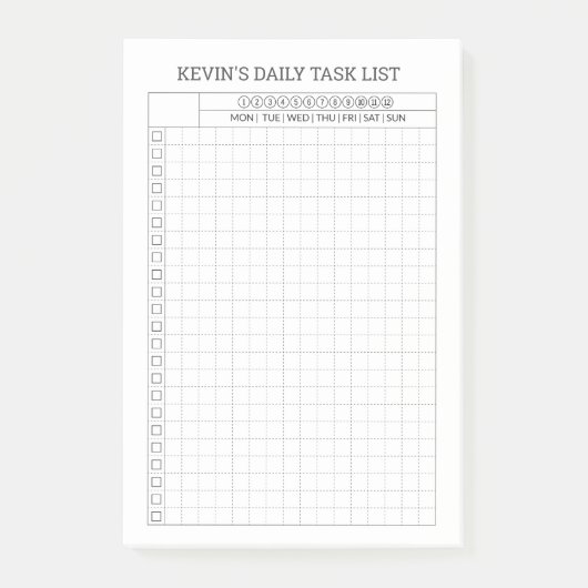 Rasterminimalistische DAGELIJKSE taaklijst Persoon Post-it® Notes (Voorkant)