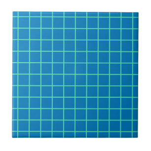 Rasterpatroon in blauw en mintgroen tegeltje