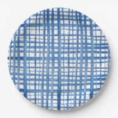 Rasterpatroon van de Indigoblauwe waterverf van Sh Papieren Bordje (Voorkant)