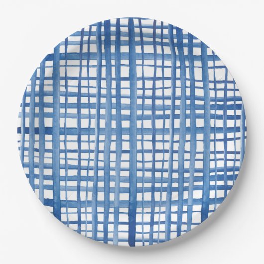 Rasterpatroon van de Indigoblauwe waterverf van Sh Papieren Bordje (Voorkant)