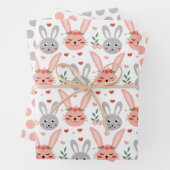 Rasterraket Rabbit Spring Wrapping Paper Set van 3 (In situ)