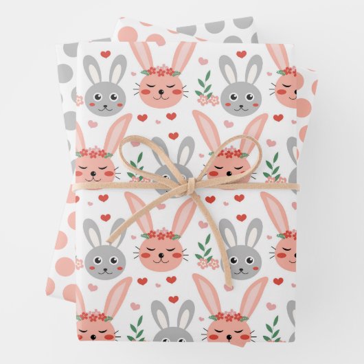 Rasterraket Rabbit Spring Wrapping Paper Set van 3 (In situ)