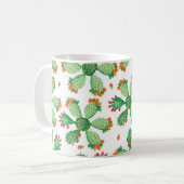 Rasterwaterverf naadloze cactus ingestelde achterg koffiemok (Voorkant links)
