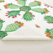 Rasterwaterverf naadloze cactus ingestelde achterg sherpa deken (3/4)