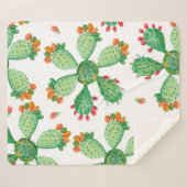 Rasterwaterverf naadloze cactus ingestelde achterg sherpa deken (Voorkant (horizontaal))