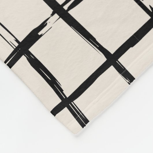 Rasterzwarte crème 12 foto modern minimaal abstrac fleece deken (Hoek)