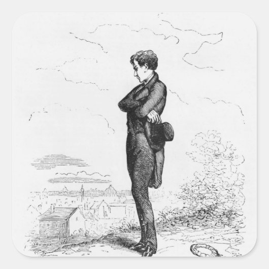 Rastignac ging met rust en liep een paar stappen vierkante sticker (Voorkant)