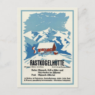 Rastkogel hütte Germany Vintage Poster 1938 Briefkaart