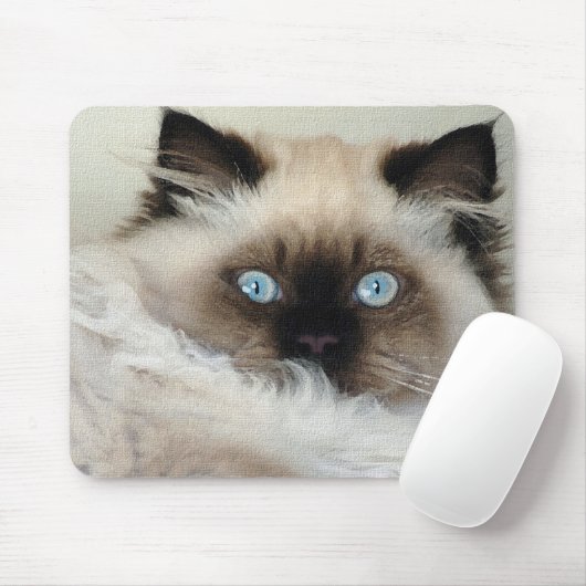 Raszuiver Birman Fluffy Cat Mousepad Muismat (Met muis)