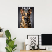 Raszuivere Duitse Herder Hond Foto 2024 Kalender Poster (Thuiskantoor)