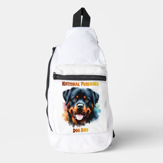 Raszuivere Rottweiler Dog Poses voor Nationale Dag Sling Bag (Voorkant)