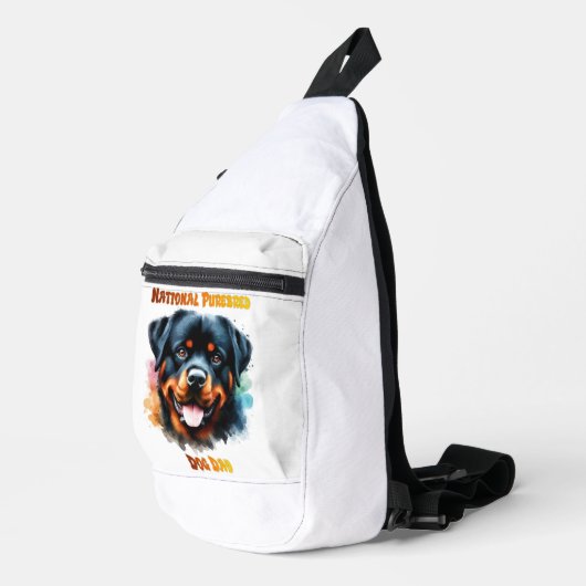 Raszuivere Rottweiler Dog Poses voor Nationale Dag Sling Bag (Rechterhoek)