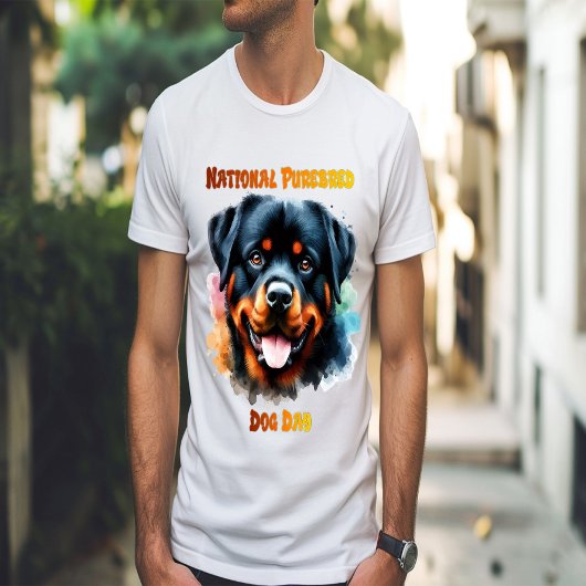 Raszuivere Rottweiler Dog Poses voor Nationale Dag T-shirt