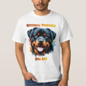 Raszuivere Rottweiler Dog Poses voor Nationale Dag T-shirt (Voorkant)