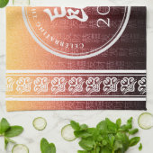 Rat 鼠 Red Gold Chinese Zodiac Lunar Symbol Theedoek (Gevouwen)