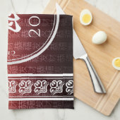 Rat 鼠 Red Gold Chinese Zodiac Lunar Symbol Theedoek (Quarter Fold)