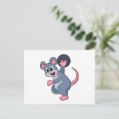 Rat aan het bowlen met bowlingbal briefkaart (Staand voorkant)