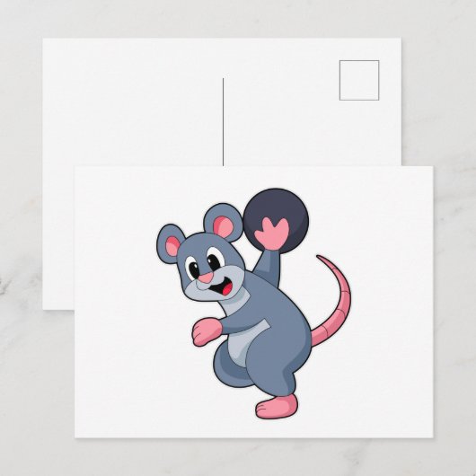 Rat aan het bowlen met bowlingbal briefkaart (Voorkant / Achterkant)