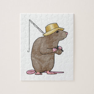 Rat aan het vissen met hengel legpuzzel