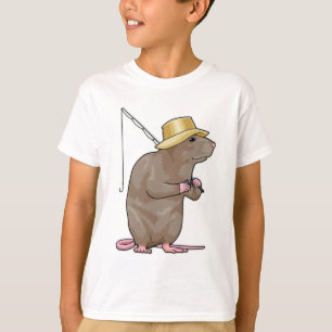 Rat aan het vissen met hengel t-shirt