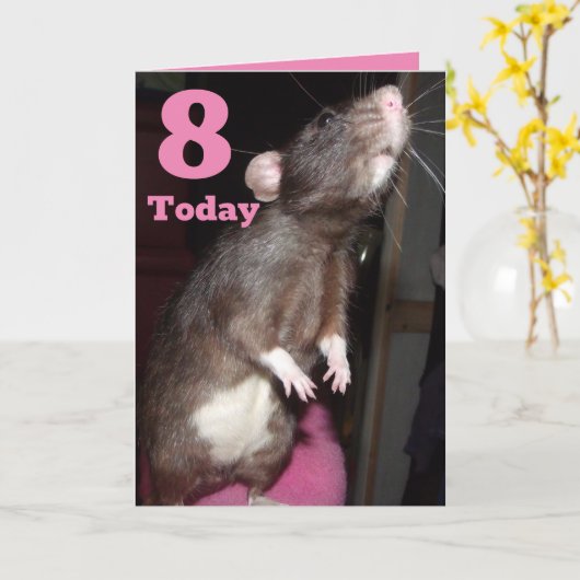 Rat aanpasbare 8e verjaardag Kaart (Gele Bloem)