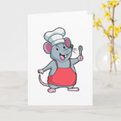Rat als chef met kookschort en lepel kaart (Gele Bloem)
