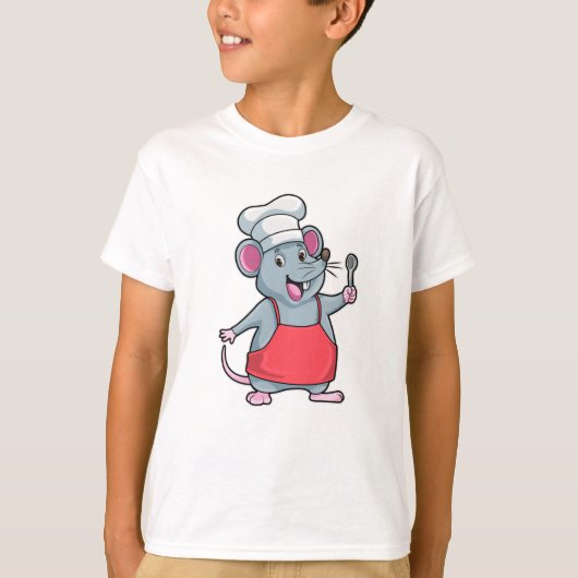 Rat als Chef met schort voor koken en houten lepel T-shirt (Voorkant)