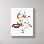 Rat als Cook met pan- en koelingspet Canvas Afdruk (Voorkant)