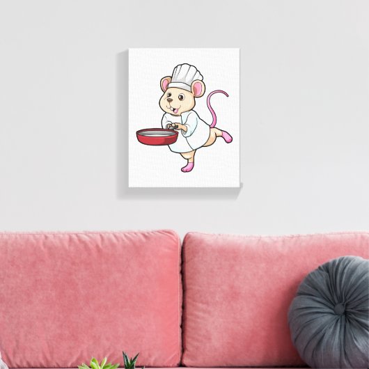Rat als Cook met pan- en koelingspet Canvas Afdruk (Insitu (Woonkamer))
