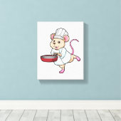 Rat als Cook met pan- en koelingspet Canvas Afdruk (Insitu (Houten vloer))