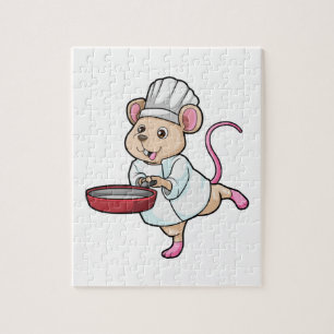 Rat als Cook met pan- en koelingspet Legpuzzel