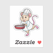 Rat als Cook met pan- en koelingspet Sticker (Vel)
