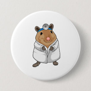 Rat als Doctor met de mantel van de dokter Ronde Button 7,6 Cm