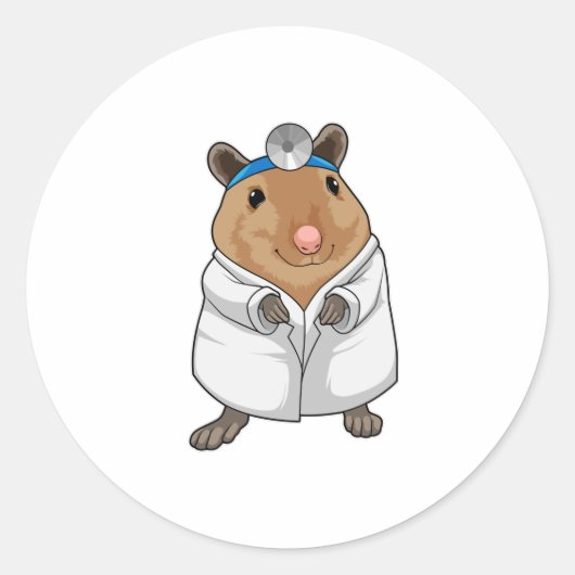 Rat als Doctor met de mantel van de dokter Ronde Sticker (Voorkant)