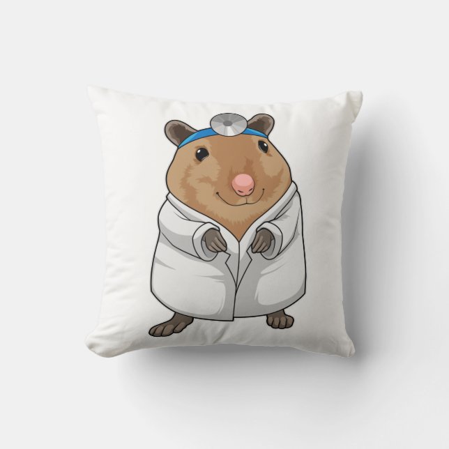 Rat als dokter met doktersjas kussen (Voorkant)