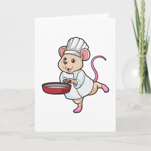 Rat als kok met pan en kookmuts kaart (Voorkant)