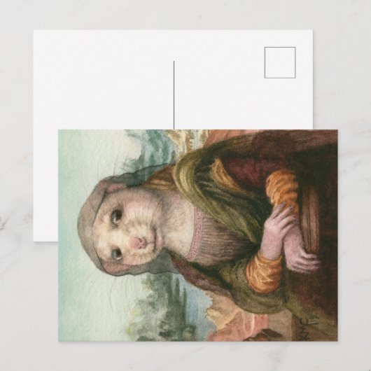 Rat als Mona Lisa Leonardo da Vinci kmcoriginals Briefkaart (Voorkant / Achterkant)