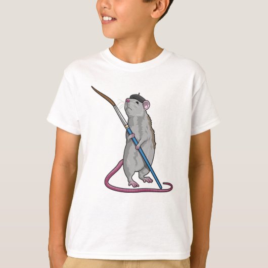 Rat als Schilder met de borstel van de Verf T-shirt (Voorkant)