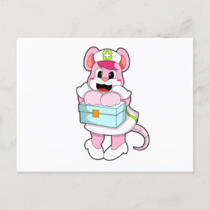 Rat als verpleegster met doos briefkaart