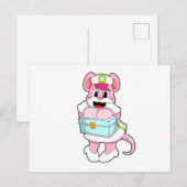 Rat als verpleegster met doos briefkaart (Voorkant / Achterkant)